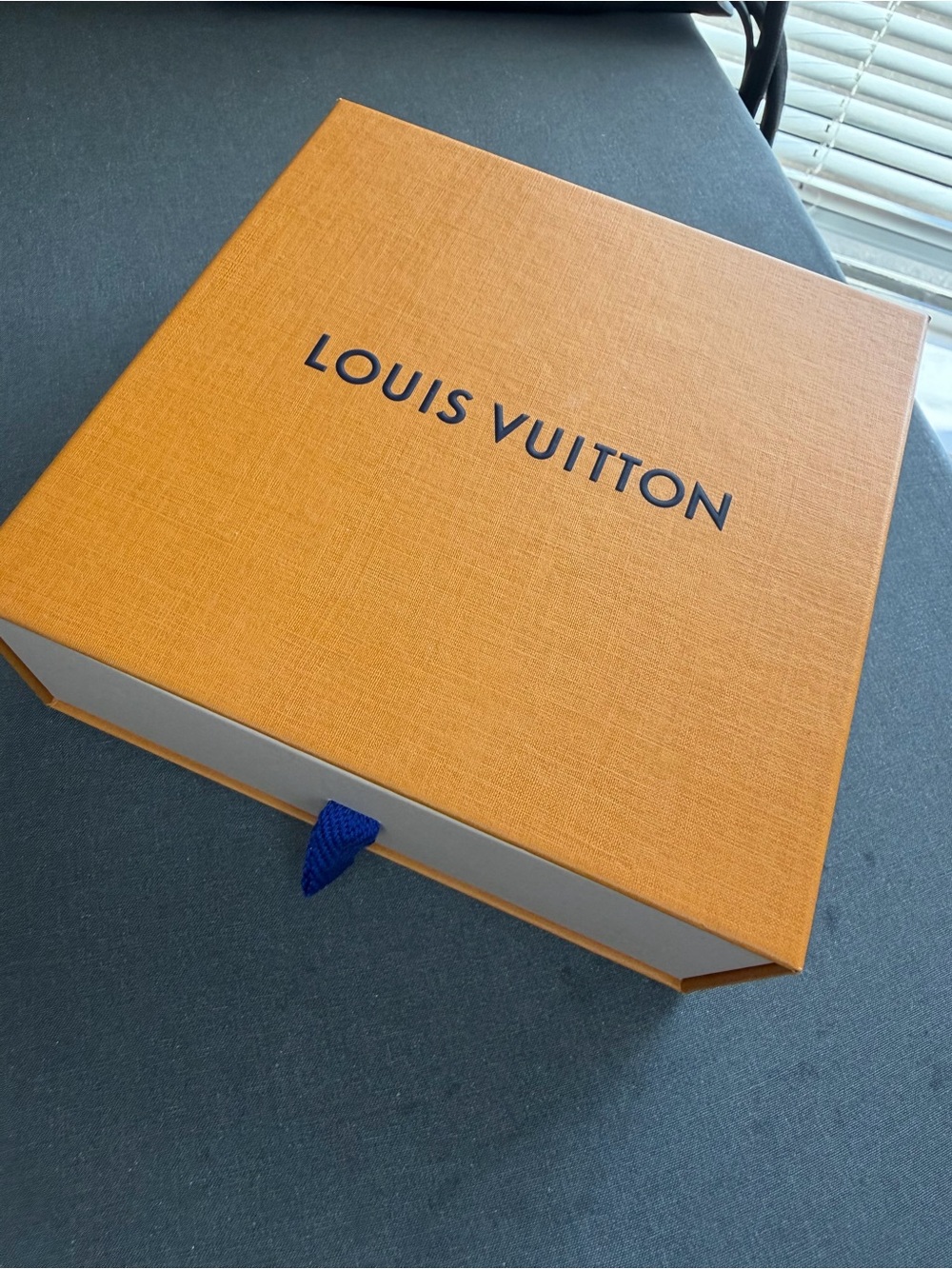 Louis Vuitton Orange Box with Blue Pull Tab for belt